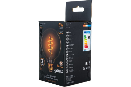 Купить Лампа светодиодная GAUSS LED Filament G95 Flexible 6W Е27 3600lm 105802007 фото №2