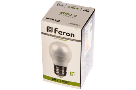 Купить Лампа светодиод. FERON LB-550 шар LED 9Вт Е27 4000К G45 230V 25805 фото №3