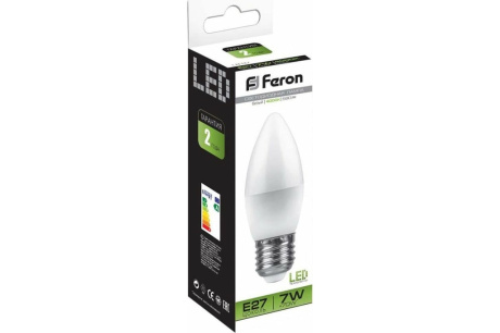 Купить Лампа светодиод. FERON LB-97  7W  свеча Е27 4000К 230V 25759 фото №3