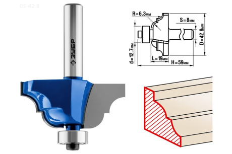 Купить Фреза 28705-42.8 -42 8х19мм кромочная калевочная Зубр фото №1