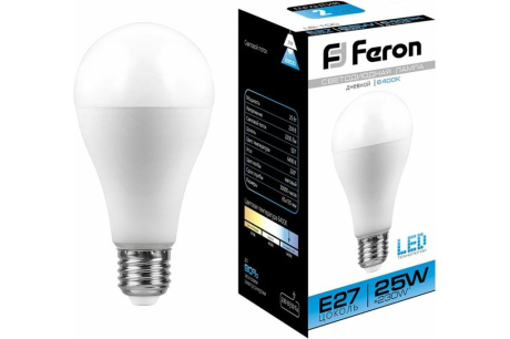 Купить Лампа светодиодная FERON LB-100 25W 230V E27 А65 6400K 2200lm 65*135mm 25792 фото №1