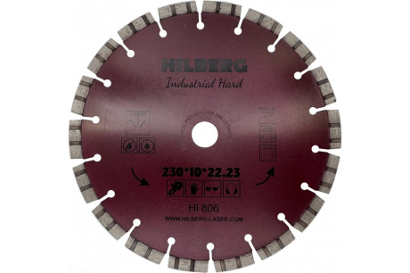 Купить Диск алмазный HILBERG Industrial Hard 230*10*22 23мм сухой/мокрый рез HI806 HI806 фото №1