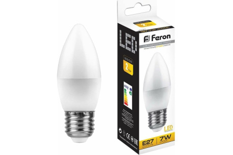 Купить Лампа светодиодная FERON LB-97 7W 230V E27 свеча 2700K 37*100mm 560lm 25758 фото №1
